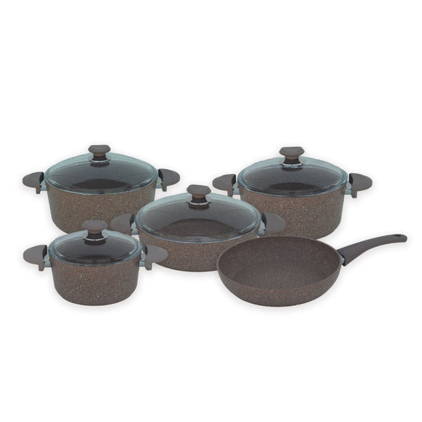 OMS Cookware Set Granite 3102 Brown 9 pcs Set GSA113097