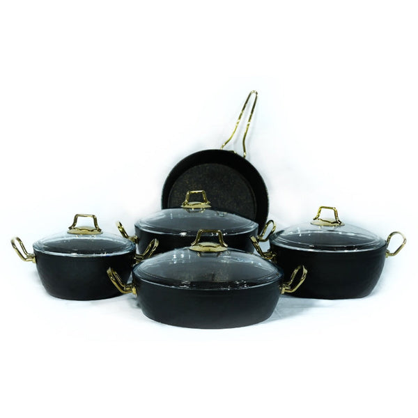 OMS Cookware Set Granite 3541 Black 10 pcs Set