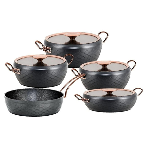 OMS Cookware Set Granite 3541 Black 9 pcs Set