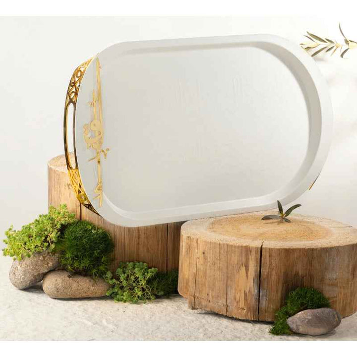 Otantik Iron Serving Tray From Liqaa White 53 x 31 cm HJ1176