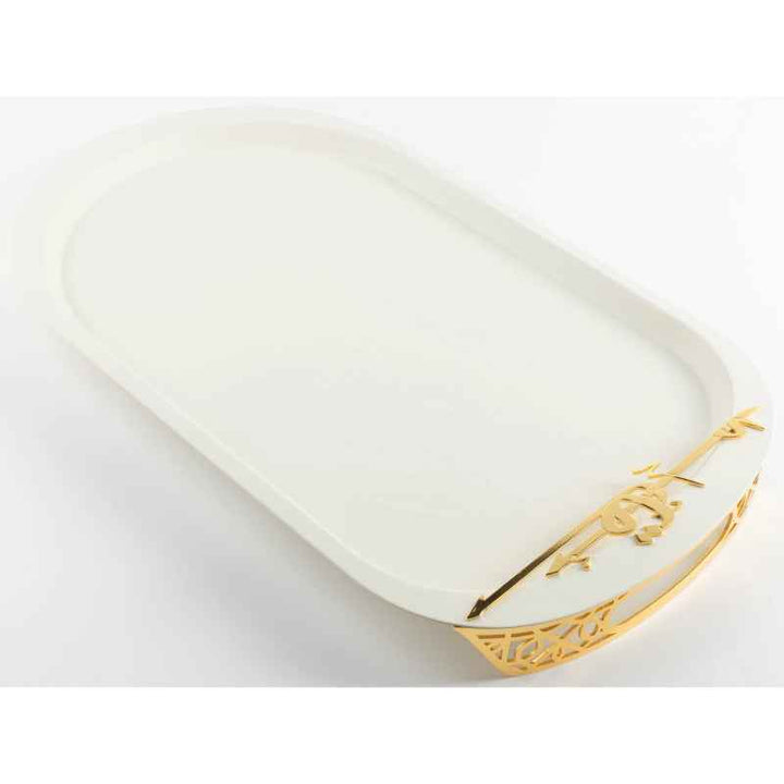 Otantik Iron Serving Tray From Liqaa White 53 x 31 cm HJ1176