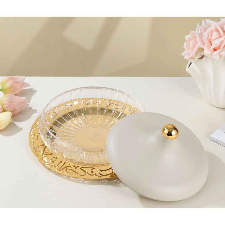 Otantik Large Glass Date Bowl from Jiwar Beige 29.5 cm HJ1317
