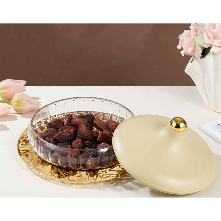 Otantik Large Glass Date Bowl from Jiwar Ivory 29.5 cm HJ1318