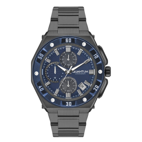 Quantum Men Carbon Black Stainless Steel Analog Dark Blue Dial Watch HNG1011090