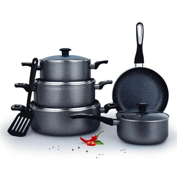 DELICI Cookware Set Non Stick 10 pcs Black IMACS10HE