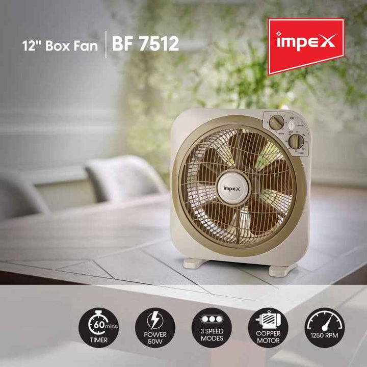 Impex 12 Inch Electronic Box Fan 50W BF 7512