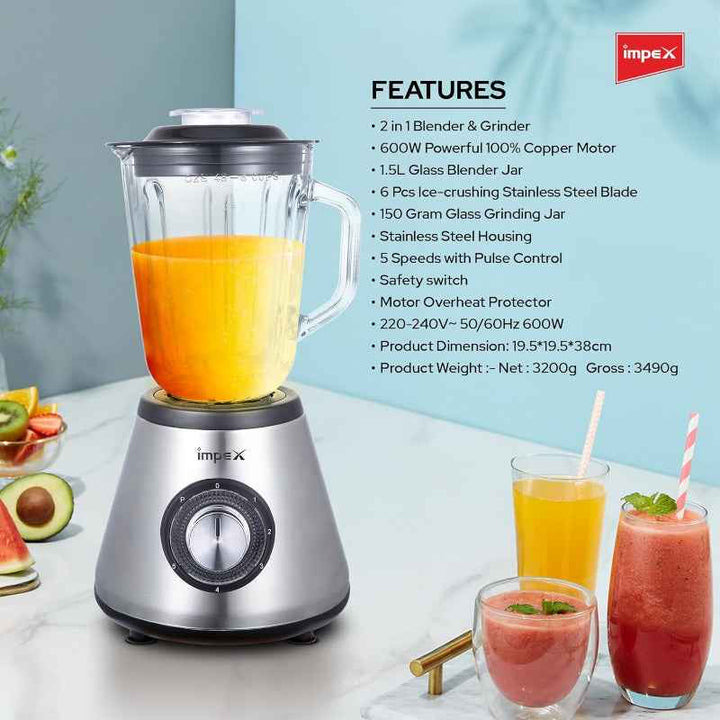 Impex 3in1 Electric Blender 600W 1.5 Liter IMBL3507