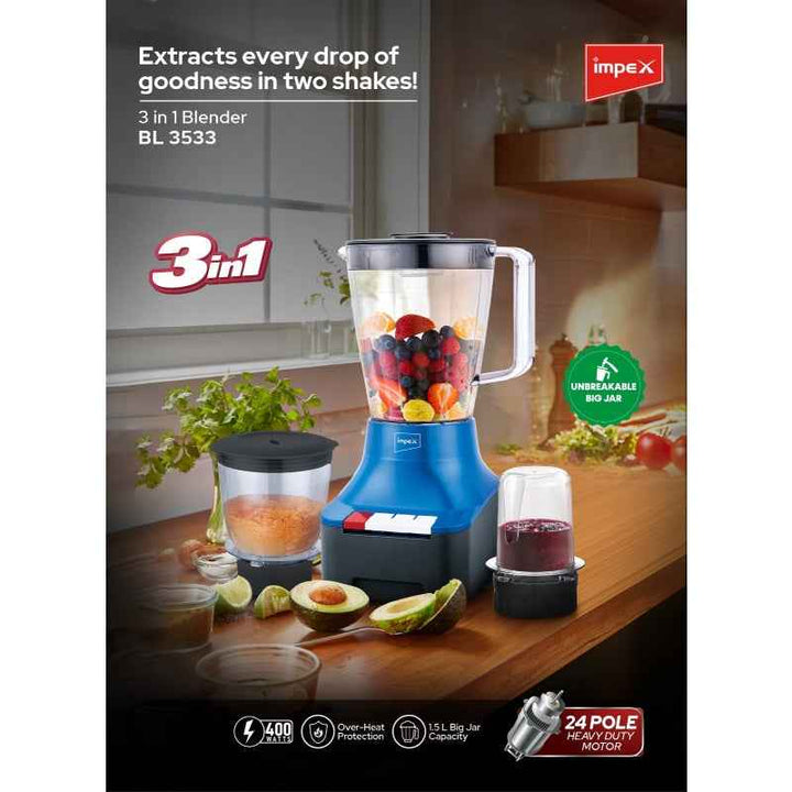 Impex 3in1 Electric Blender 400W 1.5 Liter IMBL3533