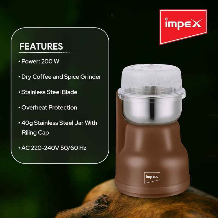 Impex Coffee Grinder 200W Brown IMCG3401