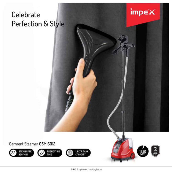 Impex Garment Steamer 1950W 1.3 Liter Red IMGSW6012