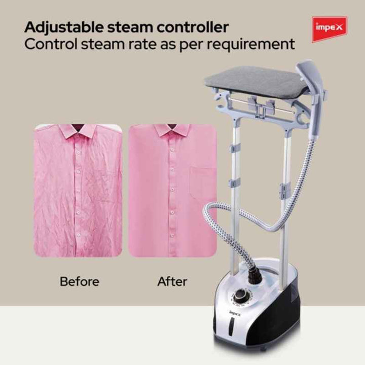 Impex Garment Steamer 1950W 2 Liter Silver Black IMGSW6016