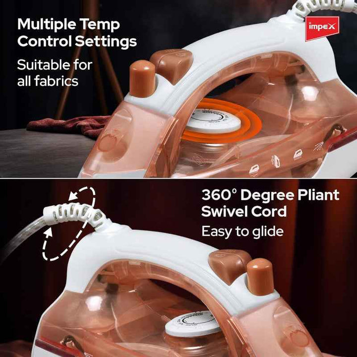 Impex Electric Steam Iron Ceramic 1300W Brown IMIBS401