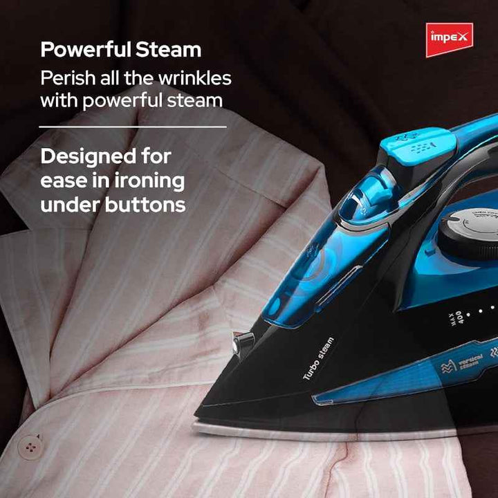 Impex Electric Steam Iron Ceramic 2300W Blue Black IMIBS404