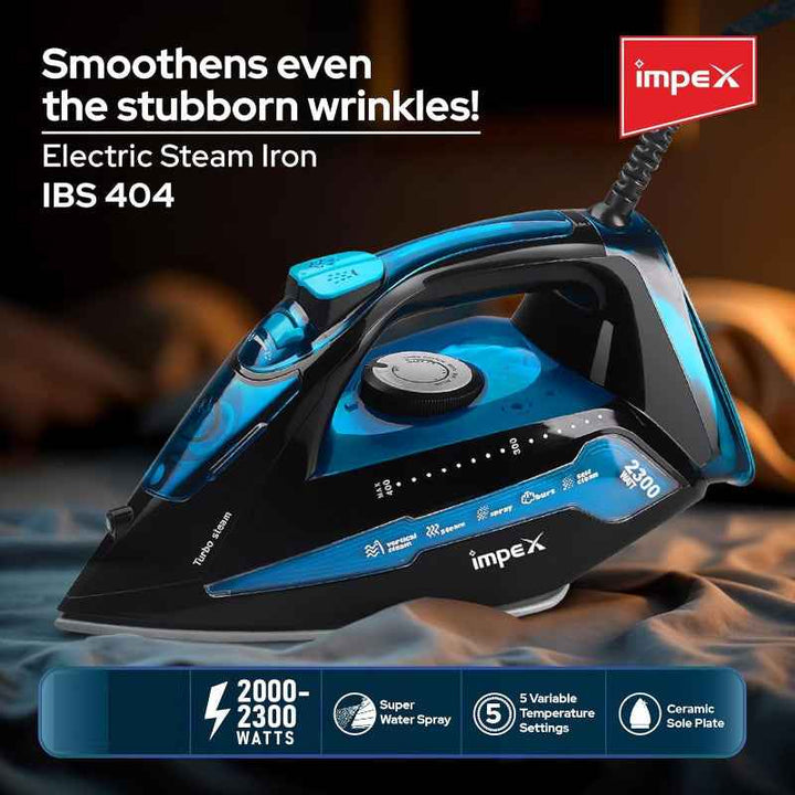 Impex Electric Steam Iron Ceramic 2300W Blue Black IMIBS404