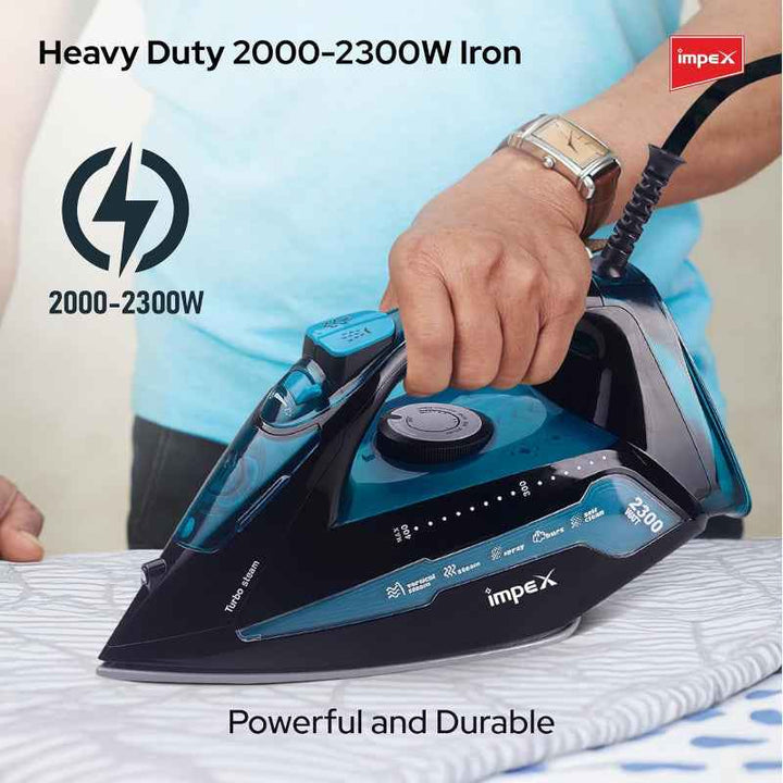 Impex Electric Steam Iron Ceramic 2300W Blue Black IMIBS404