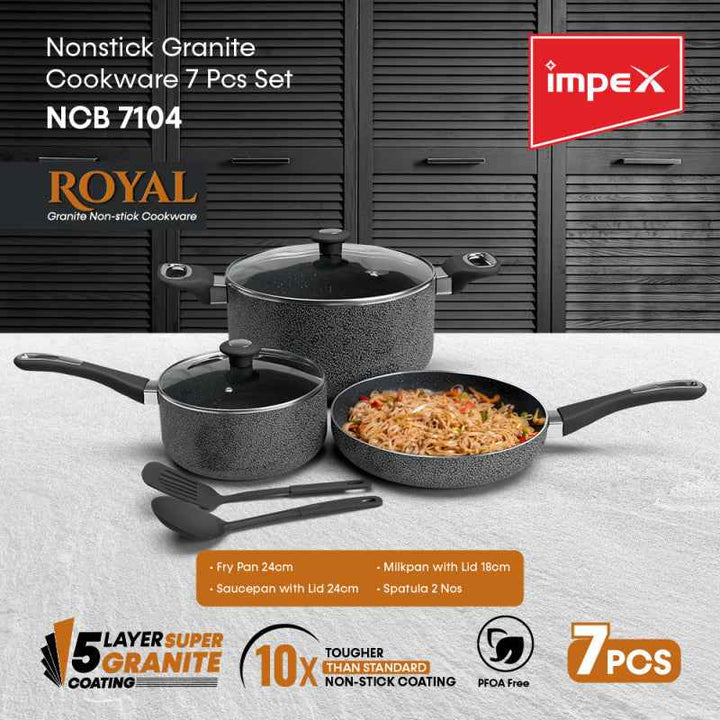 Impex Cookware Set Granite 7 pcs IMNCB7104