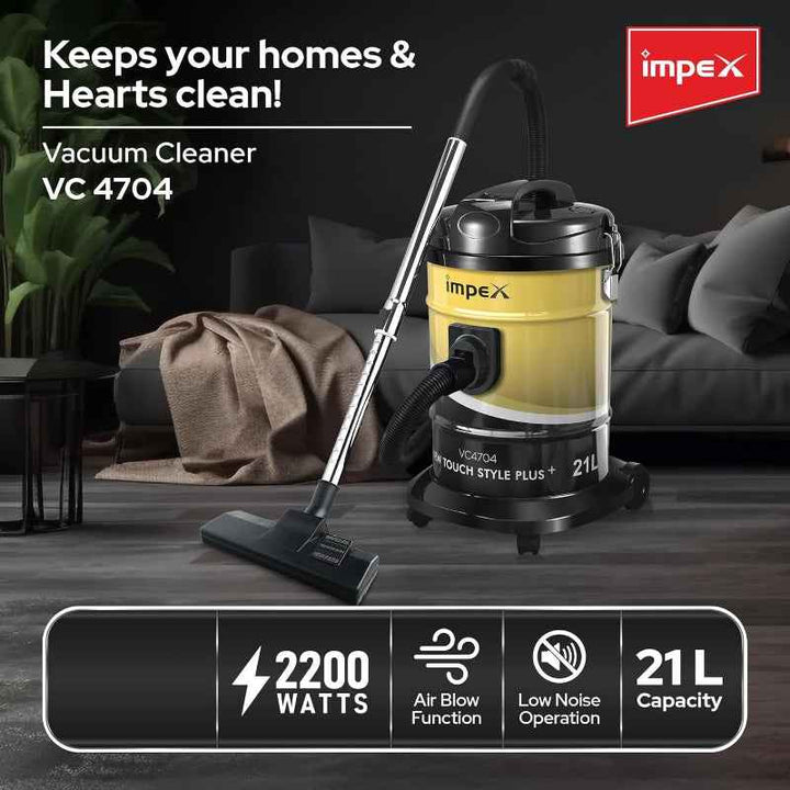 Impex Vacuum Cleaner 21 Liter 2200W Yellow IMVC4704
