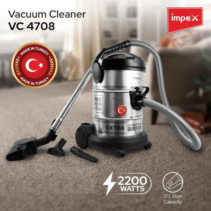 Impex Vacuum Cleaner 21 Liter 2200W Silver IMVC4708