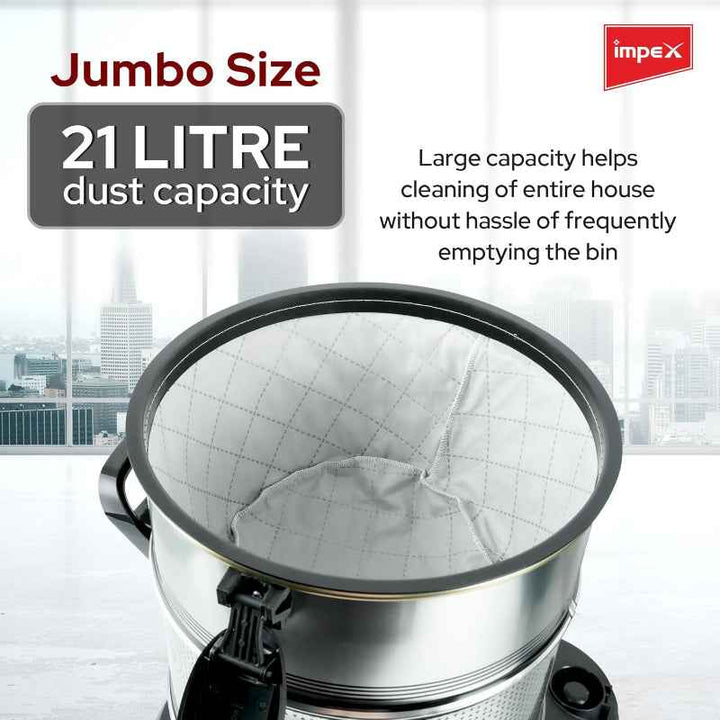 Impex Vacuum Cleaner 21 Liter 2200W Silver IMVC4708