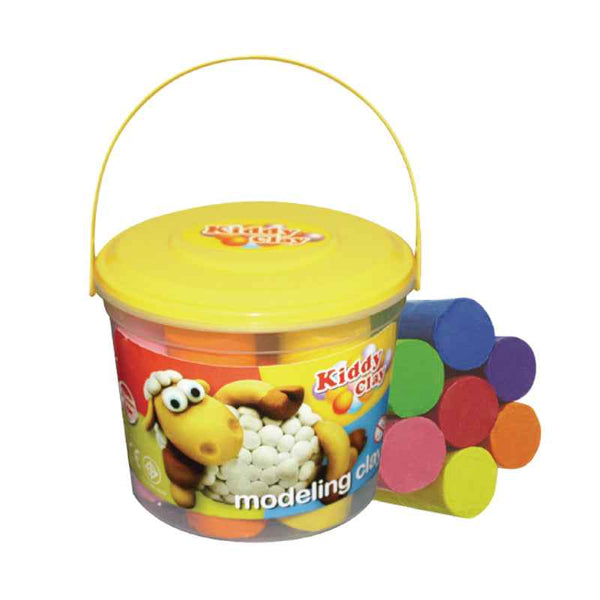 Kiddy Clay Modelling Bucket of 7 Colors Yellow Lid KC-CBK-500-7