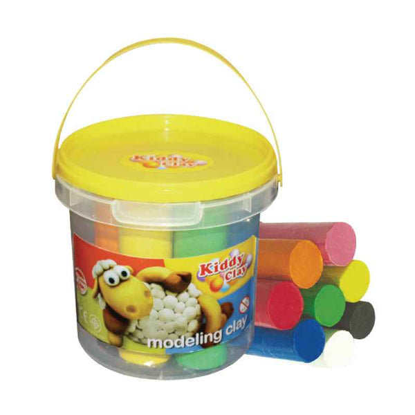 Kiddy Clay Modelling Clay 8 Colors in Bucket Yellow Lid KC-CBK-700-8