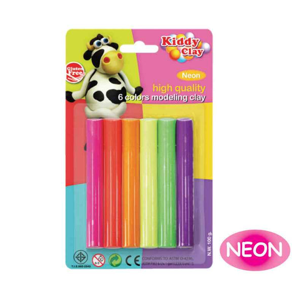 Kiddy Clay Modeling Clay set of 6 colors Neon