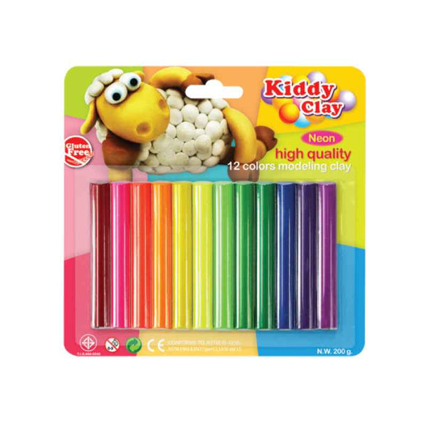 Kiddy Clay Modeling Clay set of 12 Colors Neon