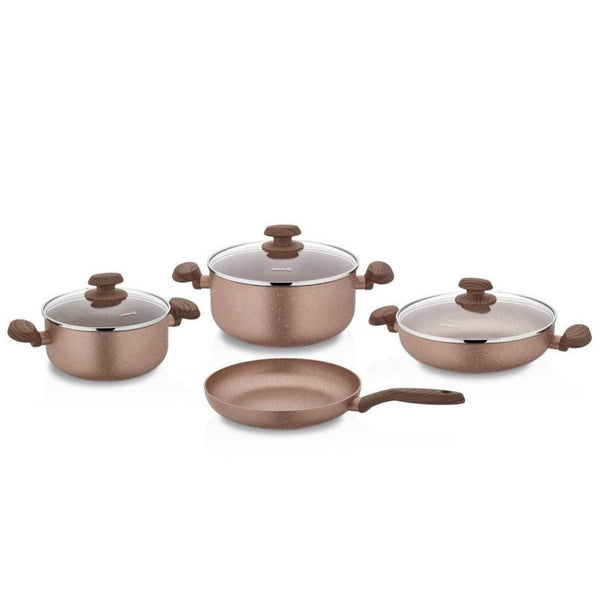 Korkmaz Cookware Set Mia Granite 7pc Rose Gold