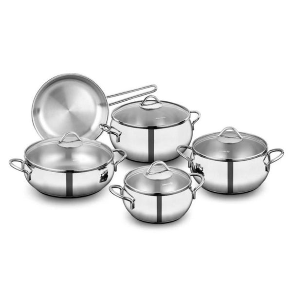 Korkmaz Cookware Set Stainless Steel Tombik 9 pcs KOR1800CW