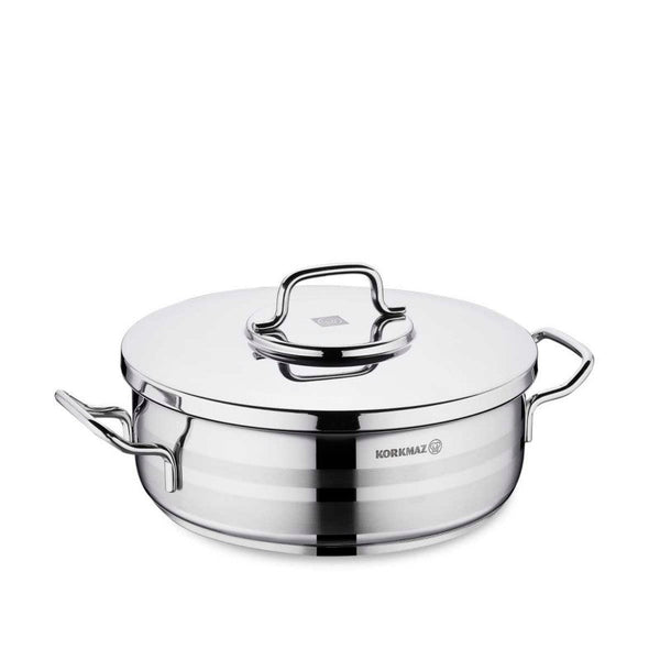 Korkmaz Low Casserole Stainless Steel Astra2 24cm