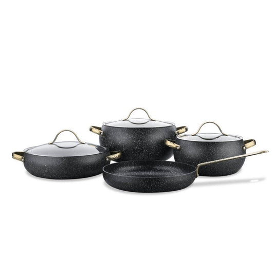 Korkmaz Cookware Set Granite Berilla 7pcs Black