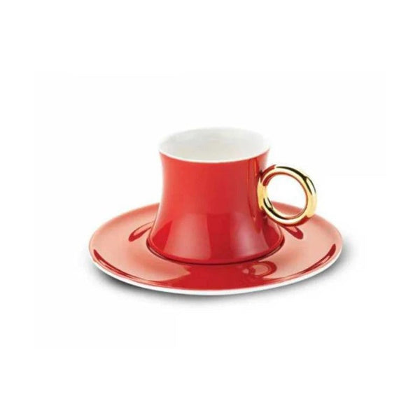 Korkmaz Turkish Coffee Cup Set Red 12pcs