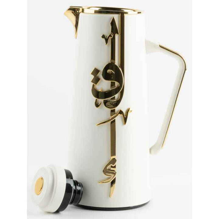 Otantik Vacuum Flask for Tea and Coffee from Liqaa Pearl White/ Gold 1.0 Liter KP1081