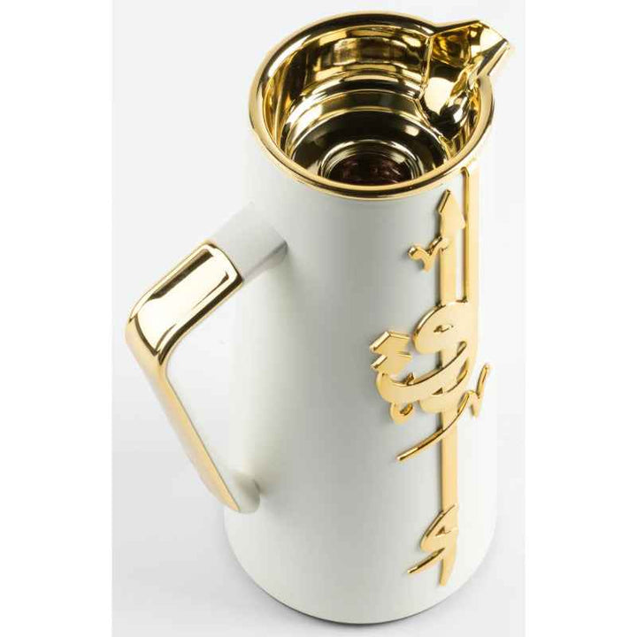 Otantik Vacuum Flask for Tea and Coffee from Liqaa Pearl White/ Gold 1.0 Liter KP1081