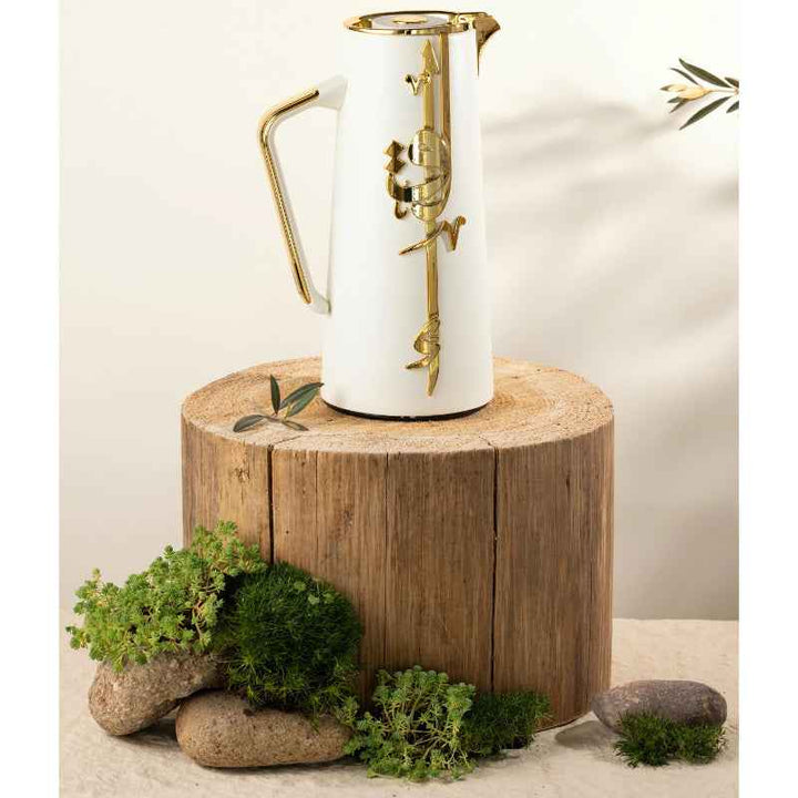 Otantik Vacuum Flask for Tea and Coffee from Liqaa Pearl White/ Gold 1.0 Liter KP1081