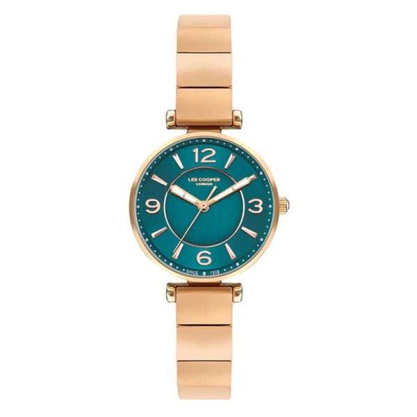 Lee Cooper Women Rose Gold Stainless Steel Analog Sea Green Dial Watch LC07935490