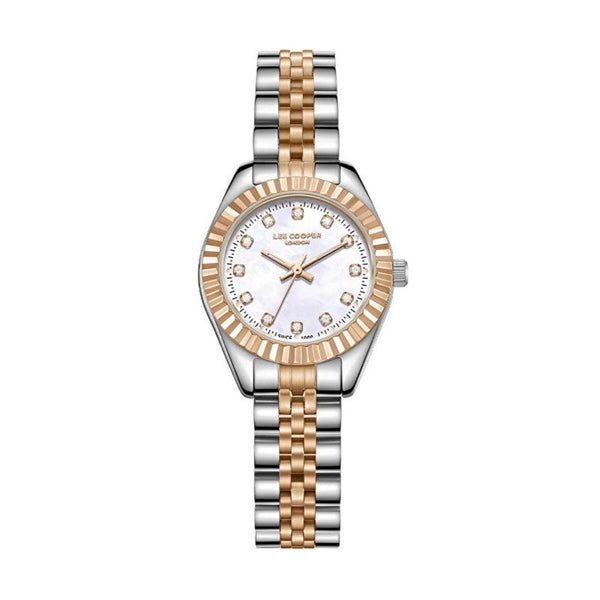 Lee Cooper Women Silver & Rose Gold Stainless Steel Analog Watch