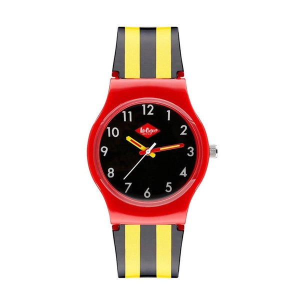 Lee Cooper Boys Black & Yellow Rubber Analog Watch