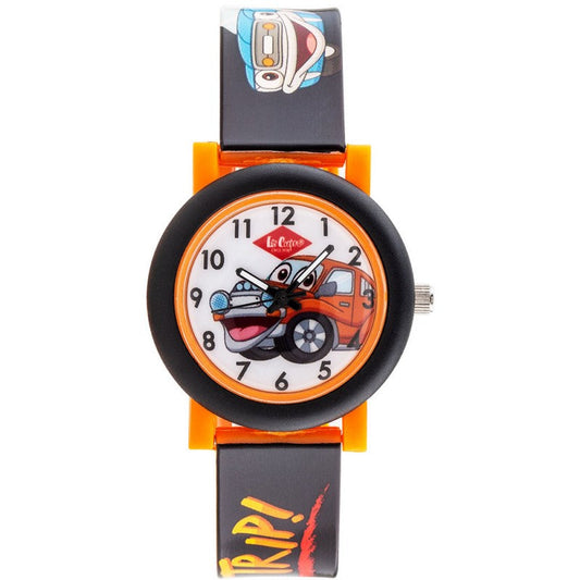 Lee Cooper Boys Black & Orange Rubber Analog Watch