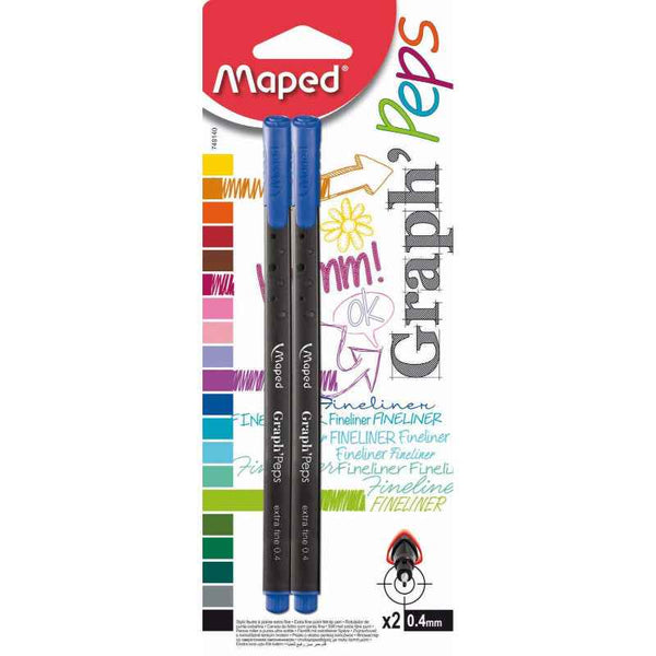 Maped Graph'Peps Fineliner Blue 0.4mm, Pack of 2