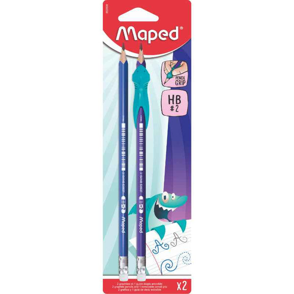 Maped Kidy Learn HB Pencil+ER Bls, Set of 2 with Grip