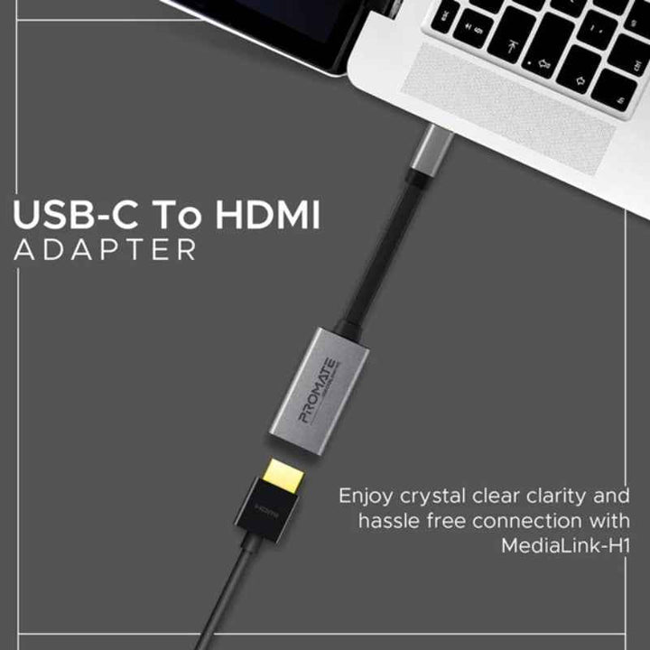Promate MEDIALINK-H1 Type C To HDMI Adapter Grey MEDIALINK-H1