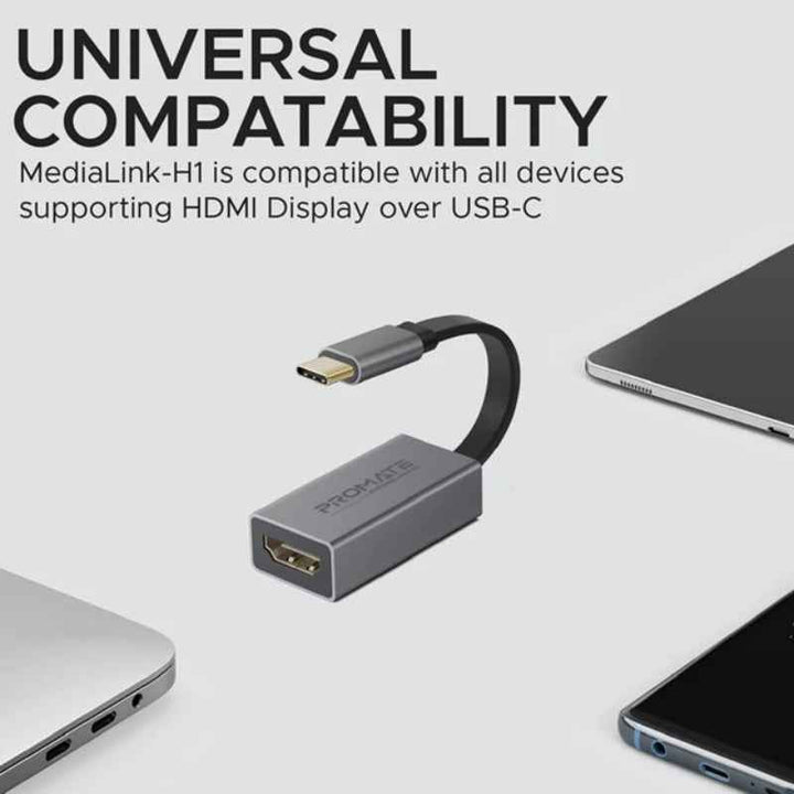 Promate MEDIALINK-H1 Type C To HDMI Adapter Grey MEDIALINK-H1