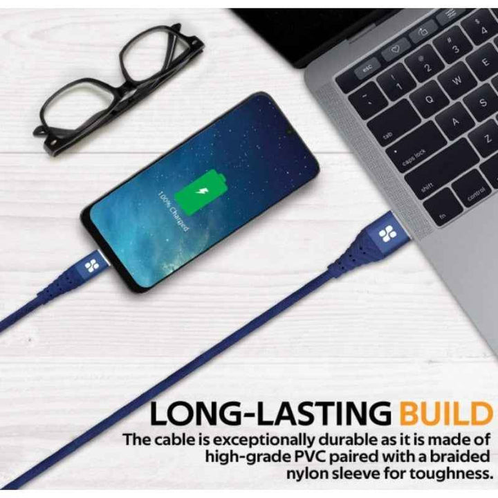 Promate NERVELINKC USB‐A To USB‐C Cable 1.2m Blue NERVELINK‐C-BLU