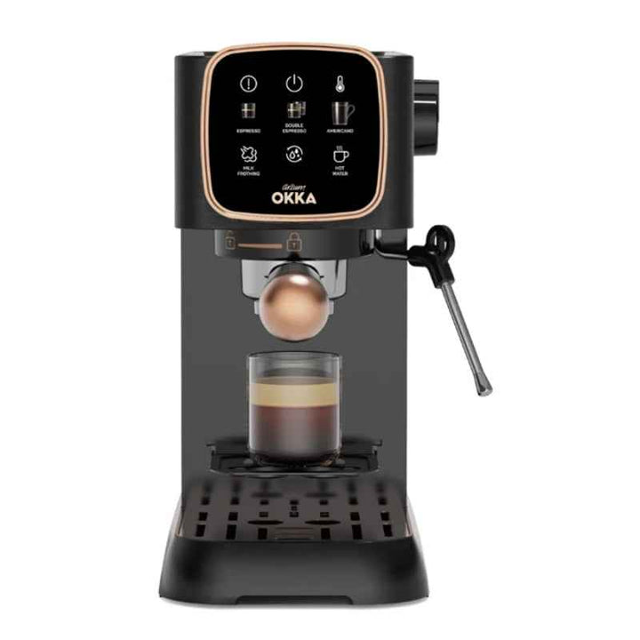 Arzum OKKA Solo Semi Automatic Espresso Machine 1.1 Liter Water Tank OK0034-0554 Black Copper