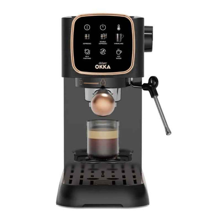 Arzum OKKA Solo Semi Automatic Espresso Machine 1.1 Liter Water Tank OK0034-0554 Black Copper