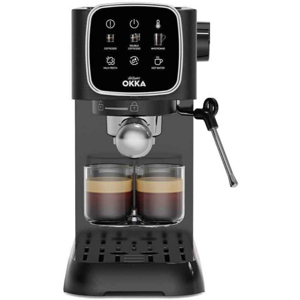 Arzum OKKA Solo Semi Automatic Espresso Machine 1.1 Liter Water Tank OK0034-0554 Black Chrome
