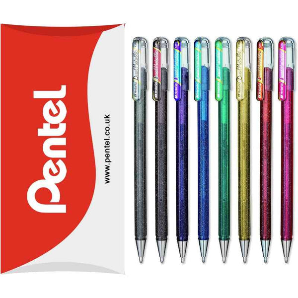 Pentel Hybrid Dual Metallic Gel Pen 1.0 mm Set of 8 Assorted Colours PE-K110-8SL