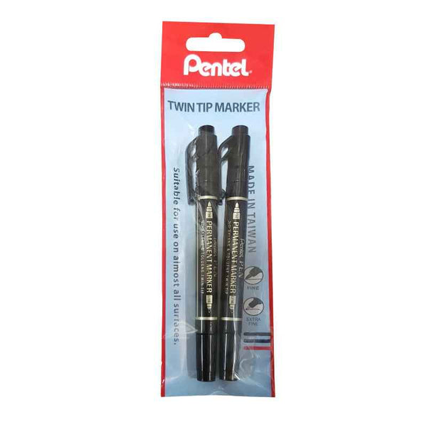 Pentel Twin Tip Marker Black Set of 2 PE-N75W-02A