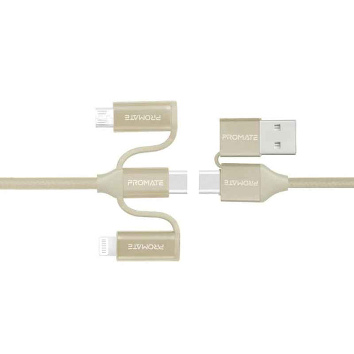 Promate PENTAPOWER 6In1 Hybrid Multi Connector Cable 1.2m Gold PENTAPOWER-GLD